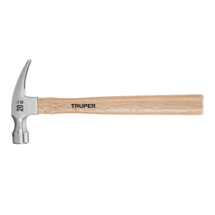 Martillo pulido 20 oz uña recta, mango madera, Truper Código: 16755