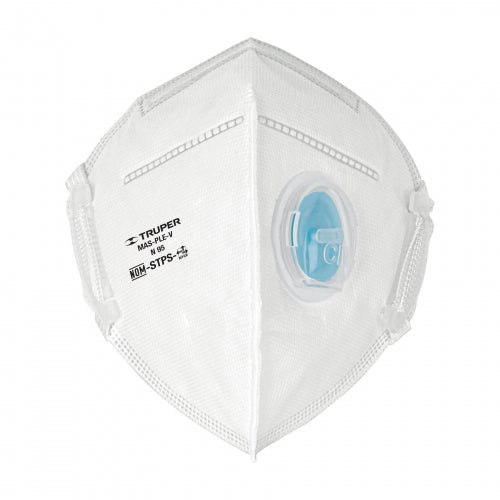 Respirador plegable N95 con válvula para partículas, Truper 102336 MAS-PLE-V