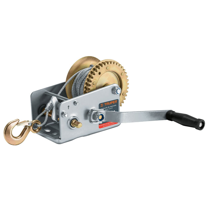 Malacate de manivela 1100 kg con cable, Truper 14721 MAW-91C