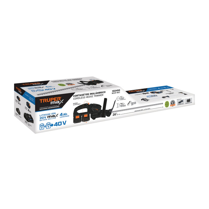 Cortasetos inalámbrico 1/2', 40 V, Truper MAX 102490 MAX-40C