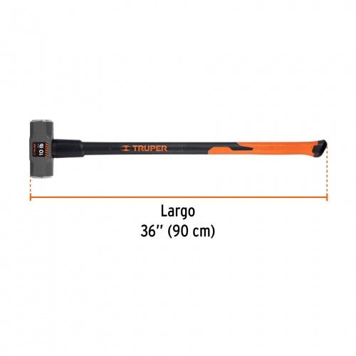 Marro octagonal 10 lb, mango fibra de vidrio 36', Truper 16540 MD-10F