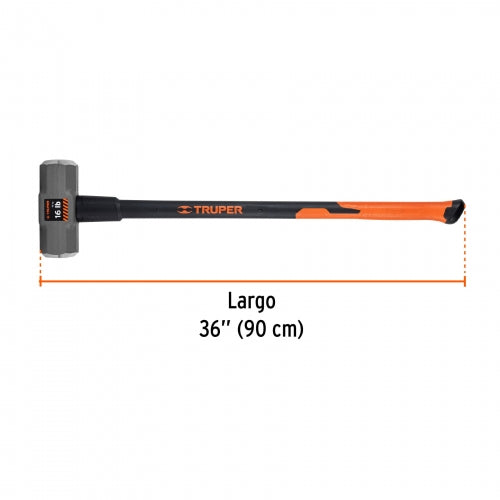 Marro octagonal 16 lb, mango fibra de vidrio 36', Truper 16546 MD-16F
