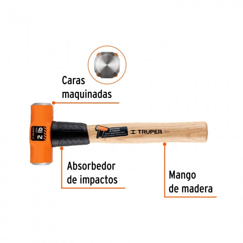 Marro octagonal 2 lb, mango de madera 12', Truper 16506 MD-2M