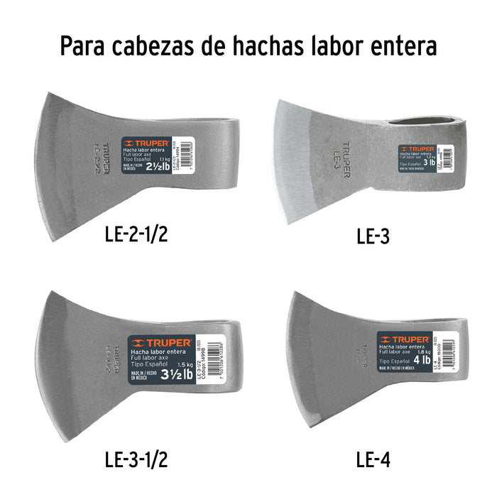 Mango de 36' para hachas media labor y labor entera, Truper Código: 15953