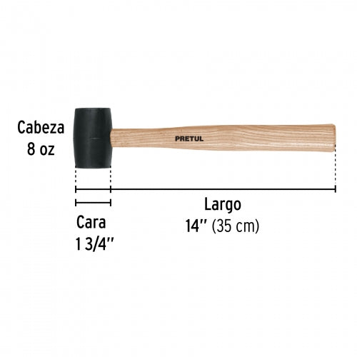 Mazo de hule, 8 oz, Pretul 20565 MH-8P