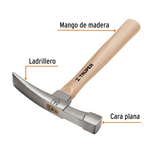 Martillo 24 oz ladrillero, mango 12', Truper 16861 ML-24