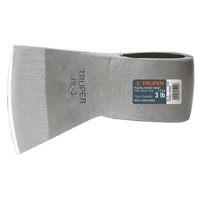 Hacha media labor 3 lb sin mango, Truper 14986 ML-3