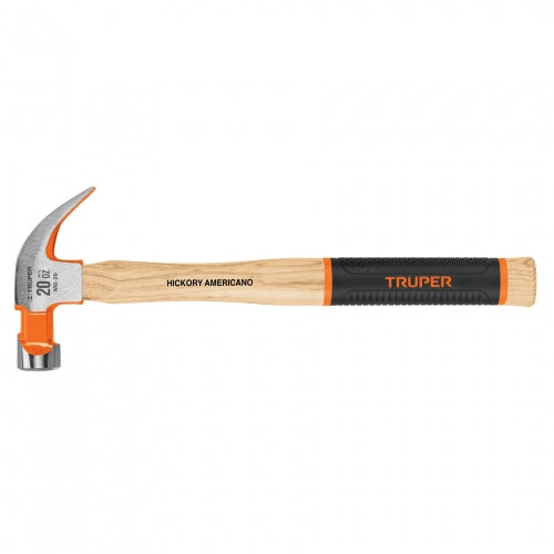 Martillo pulido 20 oz uña curva, mango hickory, Truper Grip 16656 MO-20