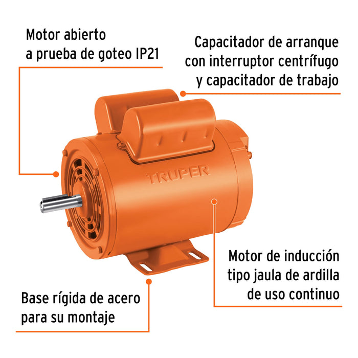 Motor eléctrico monofásico de 1 1/2 HP, alta velocidad Código: 102312