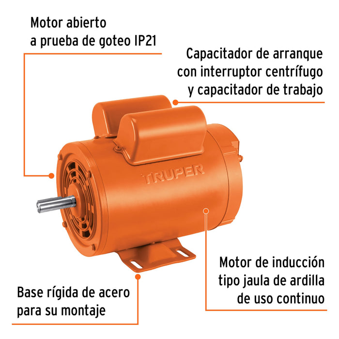 Motor eléctrico monofásico de 1 1/2 HP, baja velocidad Código: 102306