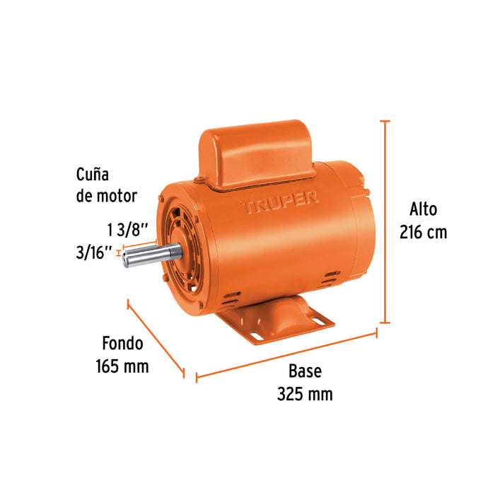 Motor eléctrico monofásico de 1/4 HP, baja velocidad, Truper Código: 102301