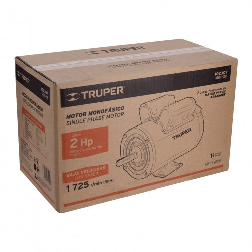 Motor eléctrico monofásico de 2 HP, baja velocidad, Truper 102307 MOE-2B