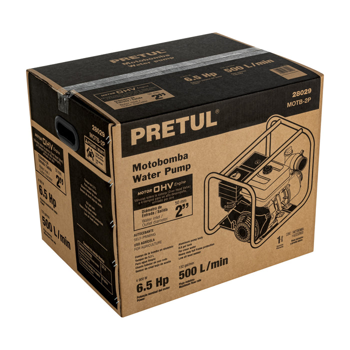 Motobomba autocebante 2' x 2' a gasolina 6-1/2 HP, Pretul 28029 MOTB-2P