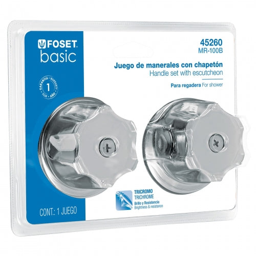 Juego de 2 manerales metálicos para regadera, en blíster 45260 MR-100B