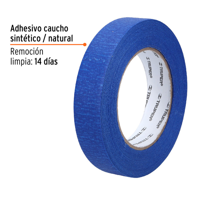 Cinta masking tape azul de 1' x 50 m para pintor, Truper 12622 MSK-1A