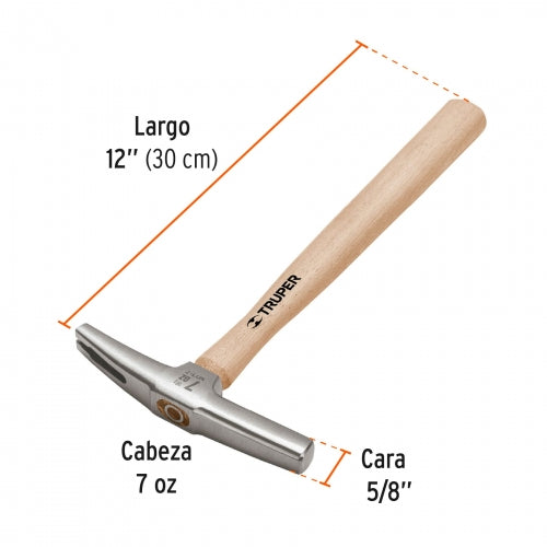 Martillo 7 oz tapicero, mango 12', Truper 16860 MTT-7