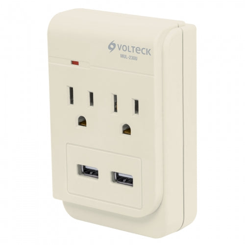 Multicontacto, 2 entradas,con 2 entradas USB, aterrizado 46088 MUL-230U