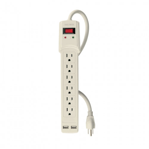 Multicontacto 16 AWG 6 entradas 2 ptos. USB sup. 150J marfil 46329 MUL-615U