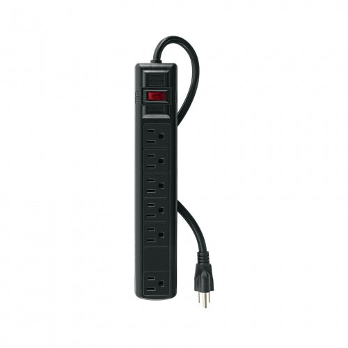 Multicontacto 14 AWG 6 ent., sup. de picos 450 joules, negro 47804 MUL-645N