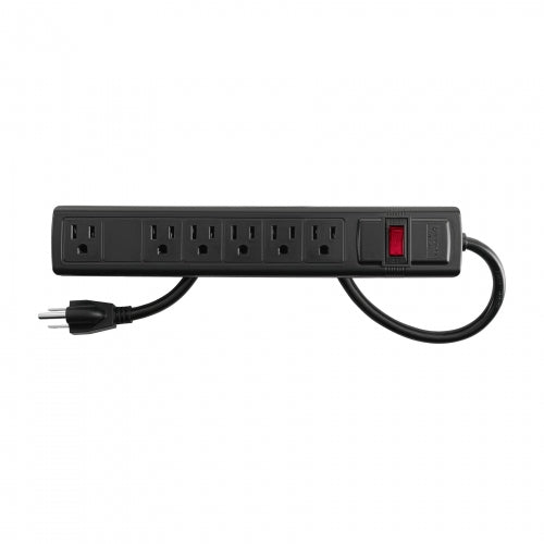 Multicontacto 16 AWG doméstico con 6 entradas, negro Volteck 49859 MUL-6N