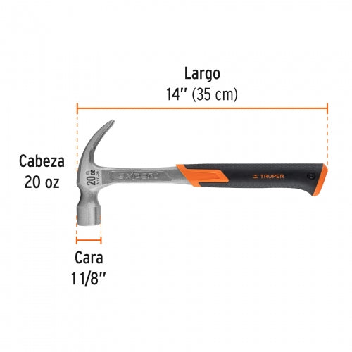 Martillo forjado 20 oz uña curva, mango con neopreno, Expert 16820 MXC-20