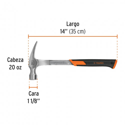 Martillo forjado 20 oz uña recta, mango con neopreno, Expert 16821 MXR-20