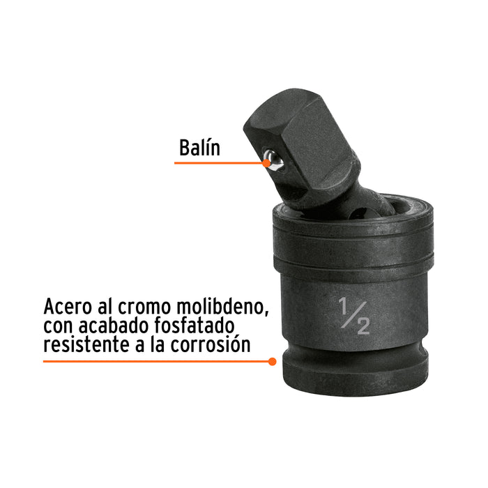 Nudo universal para dados de impacto cuadro 1/2', Truper 103196 NI-5470