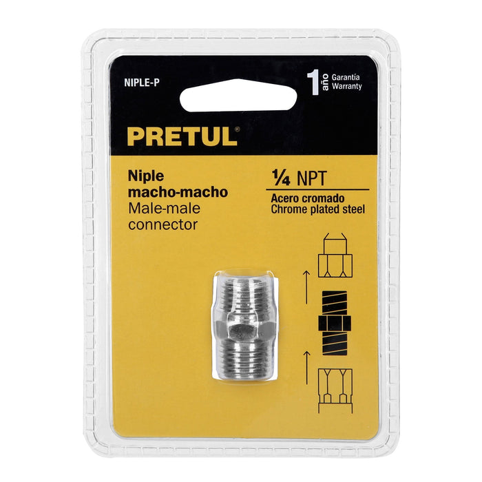 Niple acero, cuerda 1/4 NPT, Pretul 27025 NIPLE-P