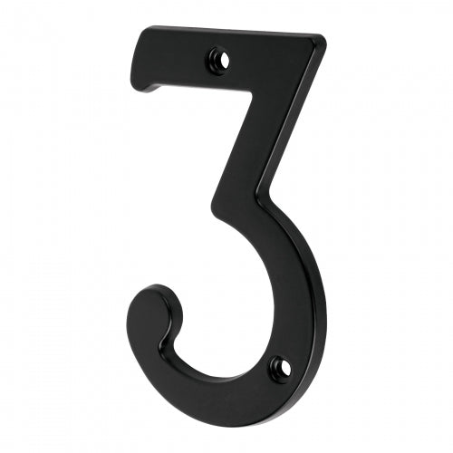 Número 3 de latón sólido 4', negro, Hermex 47856 NUCH-3N
