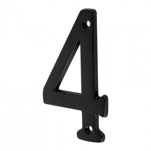 Número 4 de latón sólido 4', negro, Hermex 47857 NUCH-4N