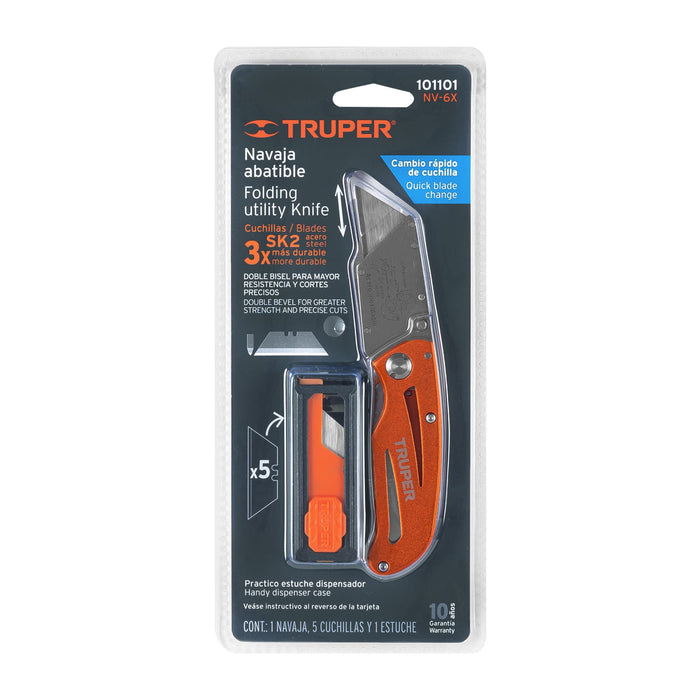 Navaja abatible 6' cuerpo de aluminio y acero inox, Truper Código: 101101