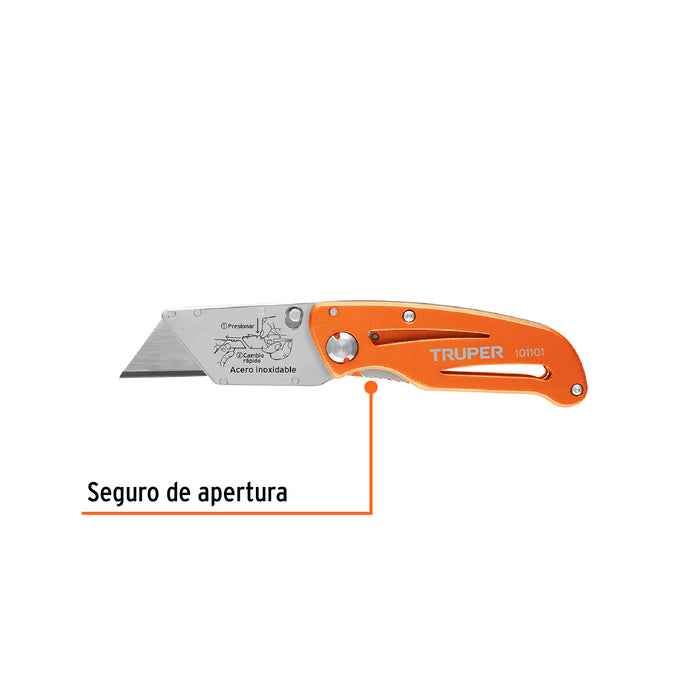 Navaja abatible 6' cuerpo de aluminio y acero inox, Truper Código: 101101