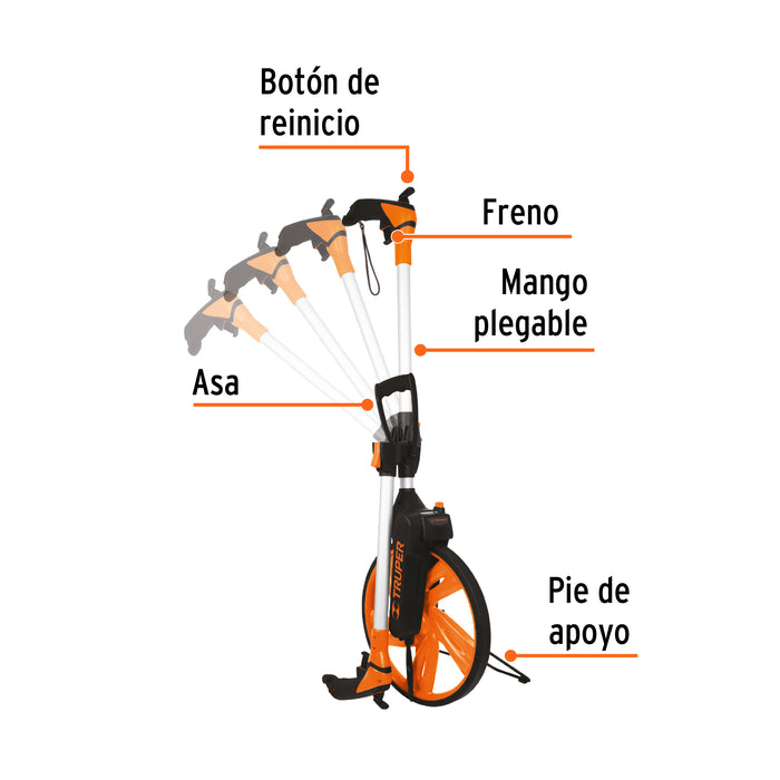 Odómetro con freno, rueda de 13', Truper 15831 ODM-12