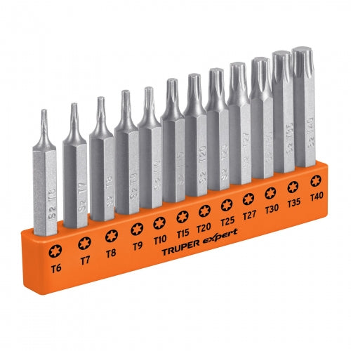 Juego de 12 puntas torx combinadas largo 2', Truper Expert 101678 P12-2T
