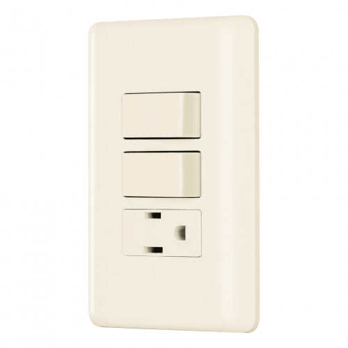 Placa armada 2 interruptores y contacto, marfil, Basic 26635 PA-APCO-B2I