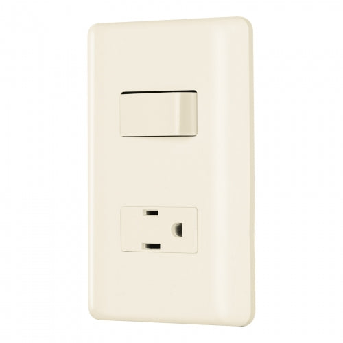 Placa armada interruptor y contacto, marfil, Volteck 26634 PA-APCO-BI
