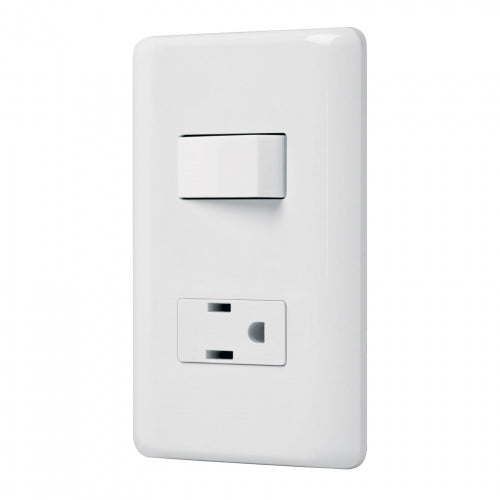 Placa armada contacto e interruptor sencillo, Volteck Basic 25077 PA-APCO-B