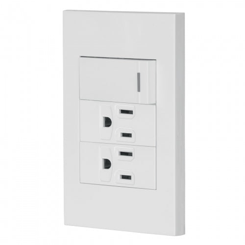 Placa armada 1 interruptor, 2 contactos,1mod,Española,blanco 45594 PA-APCO-E3B