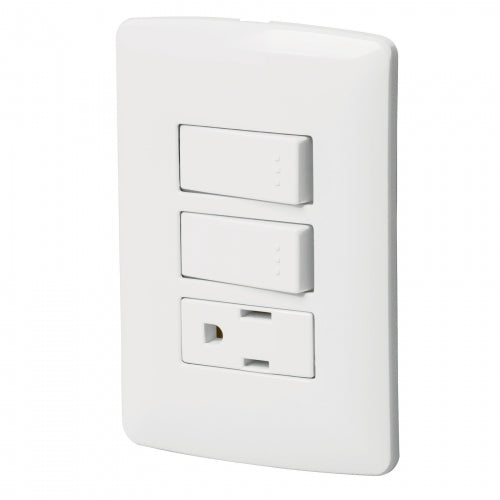 Placa armada contacto 2 interruptores,blanco, línea Italiana 46456 PA-APCO-I2B