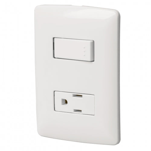 Placa armada contacto e interruptor, blanco, línea Italiana 46455 PA-APCO-IB