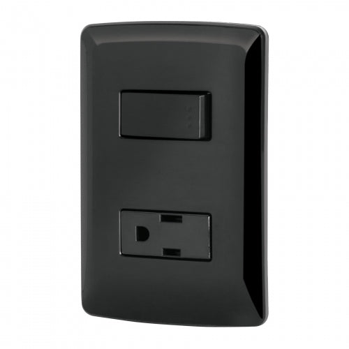 Placa armada contacto e interruptor, negro, línea Italiana 47591 PA-APCO-IN