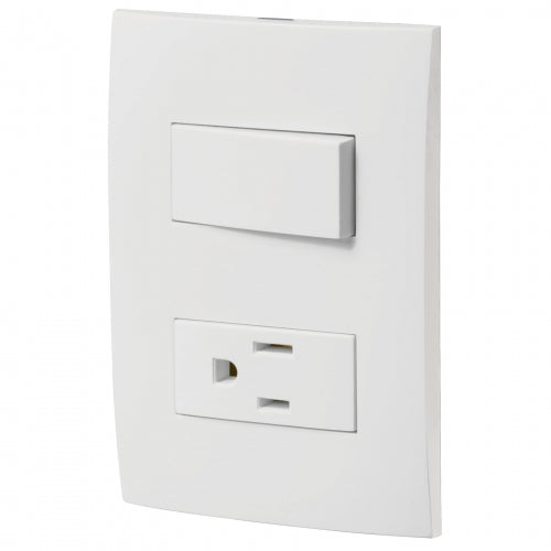 Placa armada contacto e interruptor, línea Oslo, blanco 46487 PA-APCO-OB