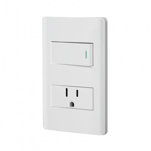 Placa armada blanca interruptor y contacto 1 módulo, Lisboa 47965 PA-APCO1-LB