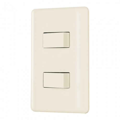 Placa armada, 2 interruptores, marfil, Volteck 26640 PA-APDO-BI