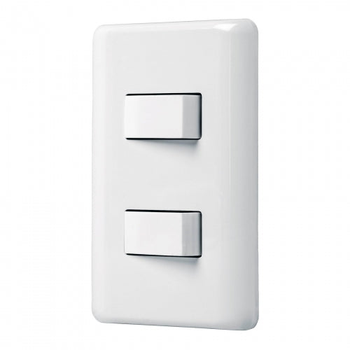 Placa armada con 2 interruptores sencillos, Volteck Basic 25080 PA-APDO-B