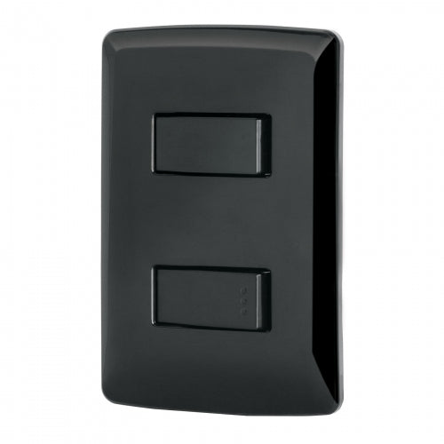 Placa armada 1 interruptor 1 escalera, negro, línea Italiana 47598 PA-APDO-EIN