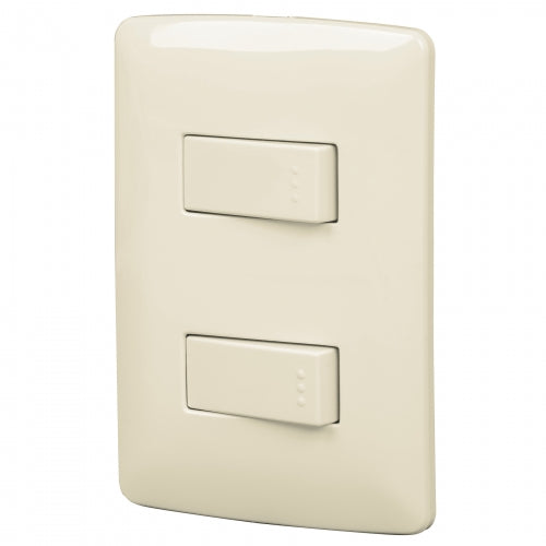 Placa armada 1 interruptor escalera, marfil, línea Italiana 48663 PA-APDO-EI