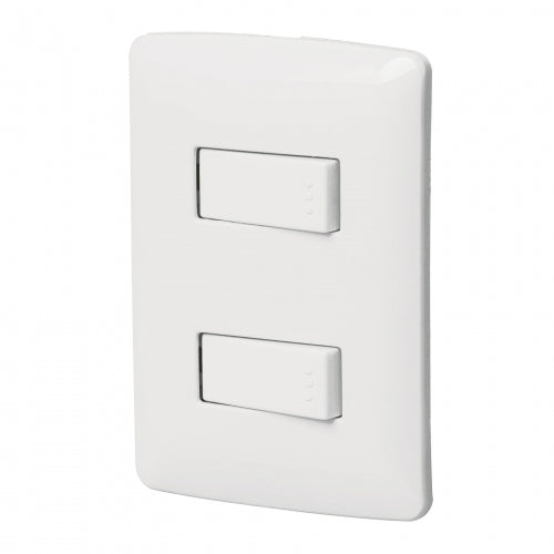 Placa armada, 2interruptores sencillos,blanco,línea Italiana 46461 PA-APDO-IB