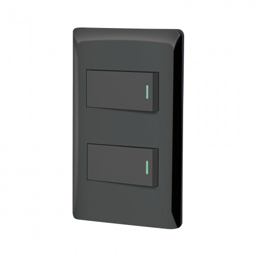 Placa armada negra 1 interruptor y 1 de 3 vías 1 mód,Lisboa 47888 PA-APDO1-ELN