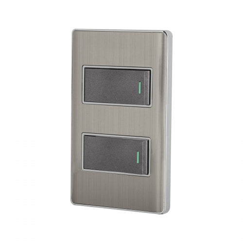 Placa armada acero inox con 2 interruptores 1 módulo, Lisboa 47834 PA-APDO1-LA